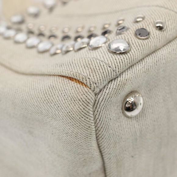 PRADA Bijoux Canapa PM Hand Bag Canvas 2way Gray Silver Auth 85622 - Picture 9 of 16